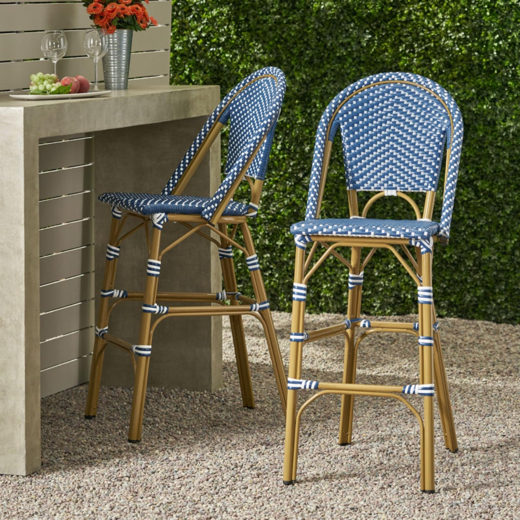 Set of 2 PE Rattan Weave Bar Stools W441