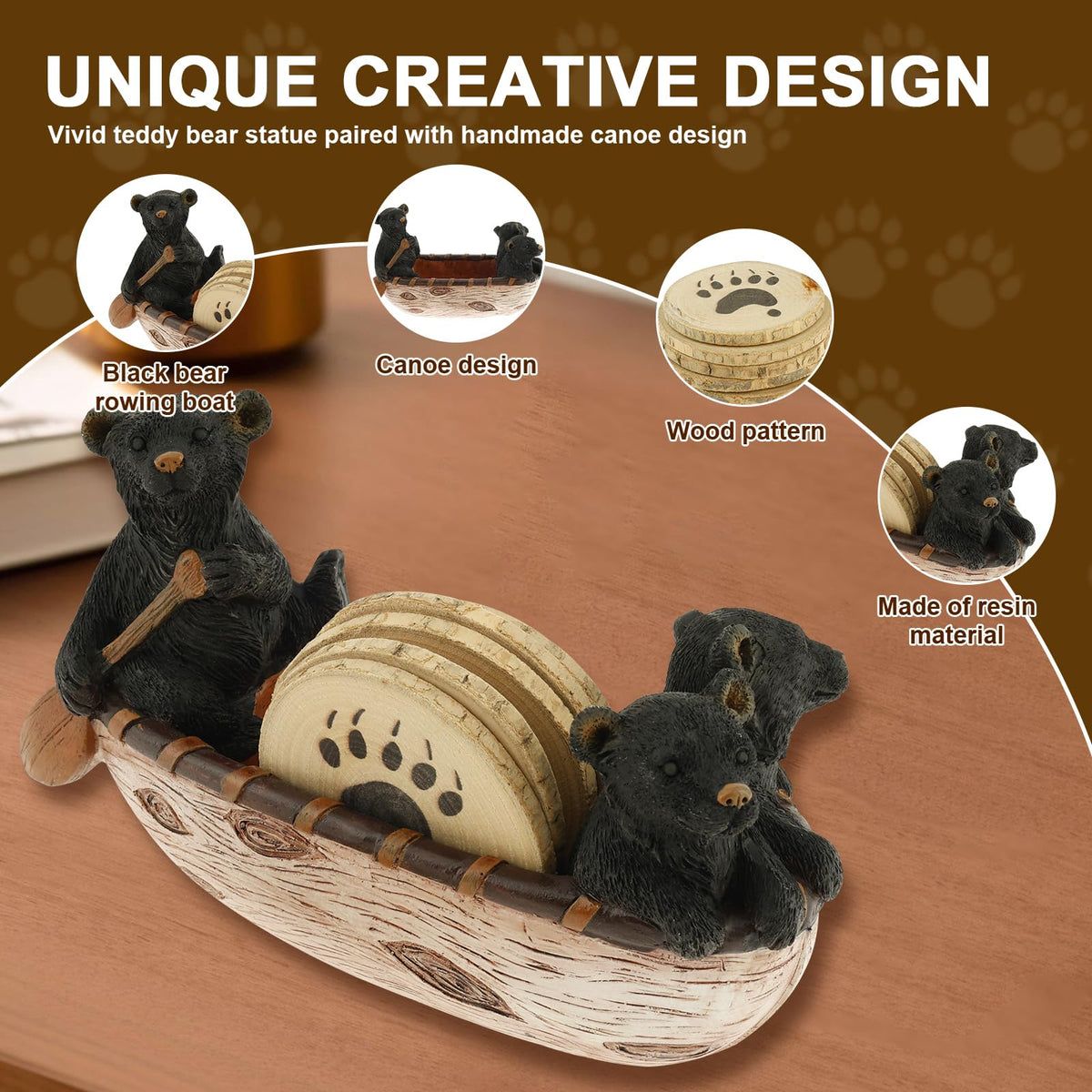 Black Bear Coasters Set of 5 V56020