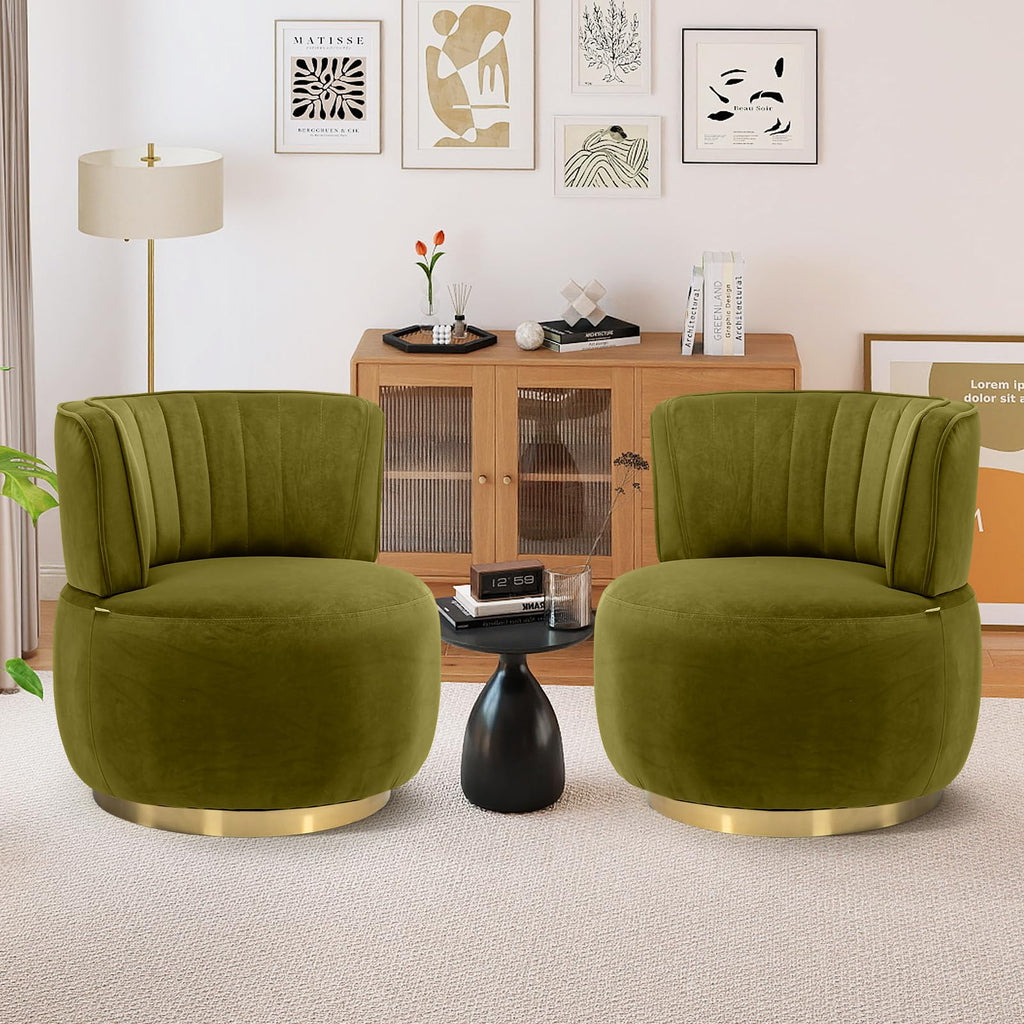 Velvet Swivel Barrel Chairs Set of 2 X91166
