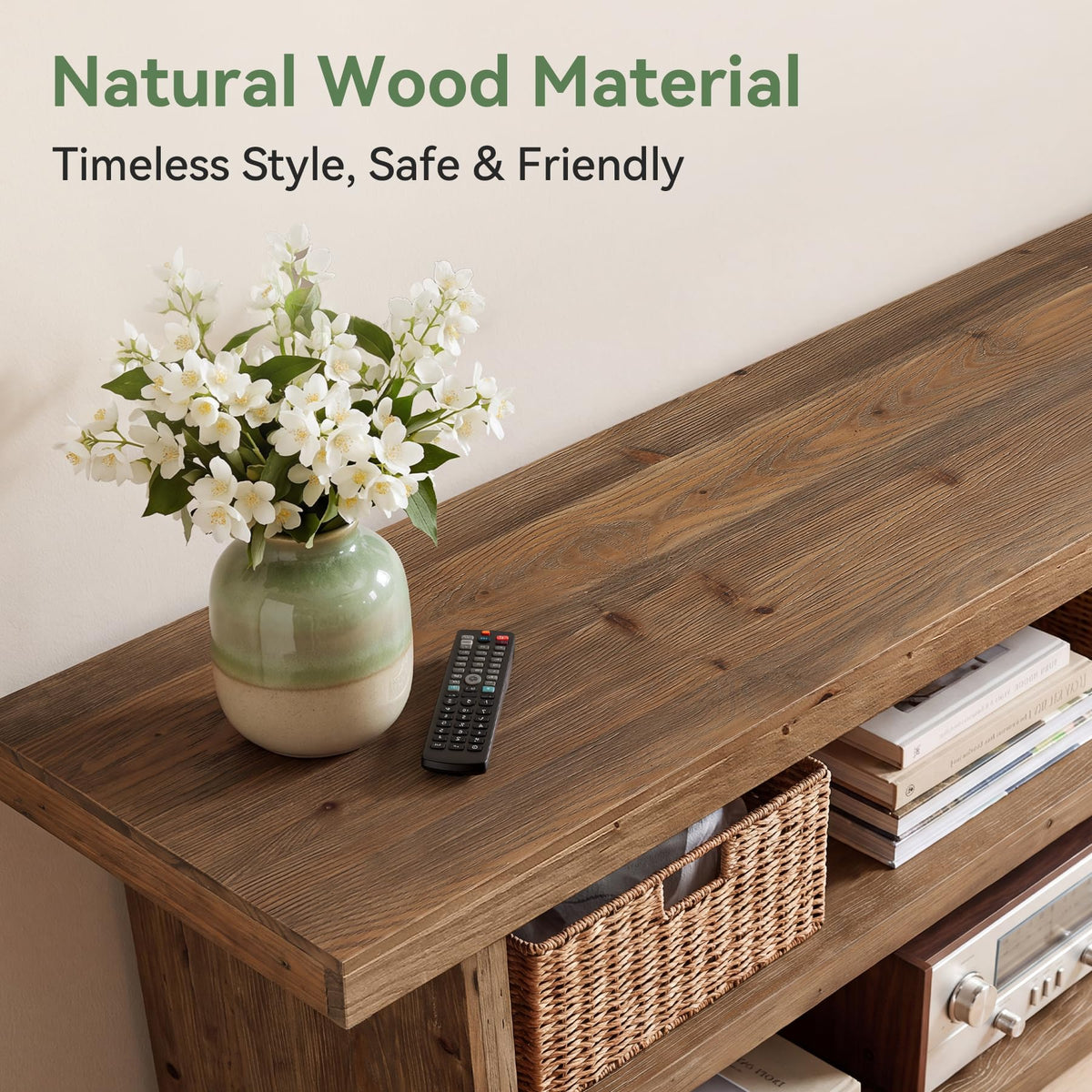 63" Solid Wood 3-Tier TV Stand I2224