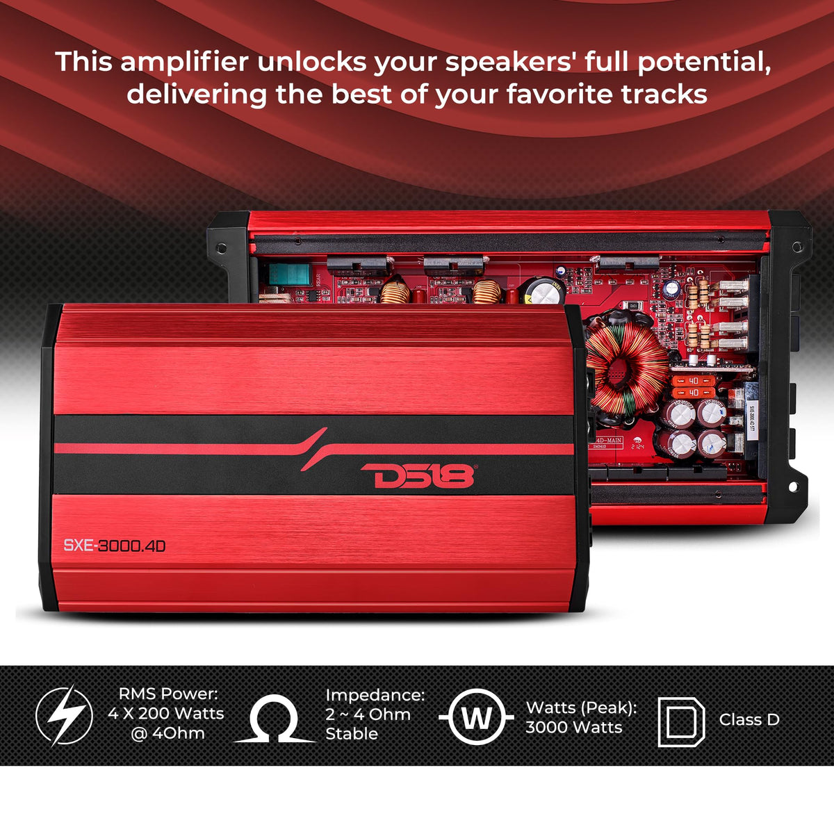 4-Channel Class D Car Amplifier Z5462
