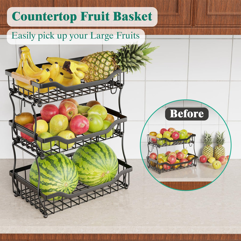 3 Tier Black Metal Wire Fruit Basket N300115