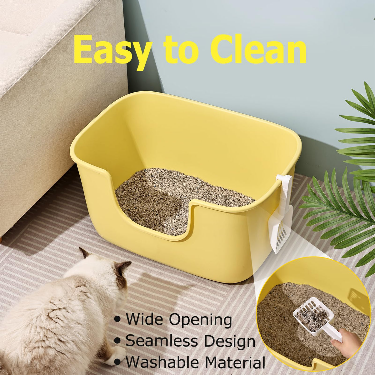 Extra Large Low Entry Cat Litter Box with High Sides O548753