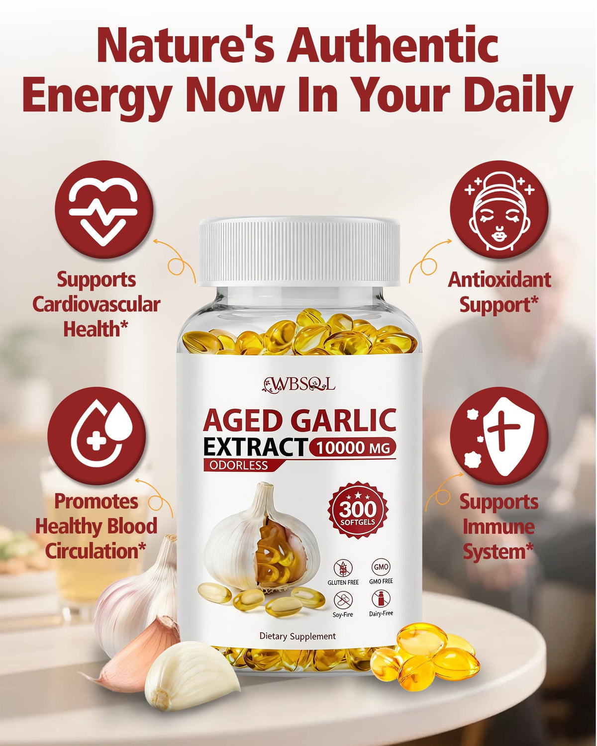 Aged Garlic Extract 10,000 mg 300 Softgels G5222