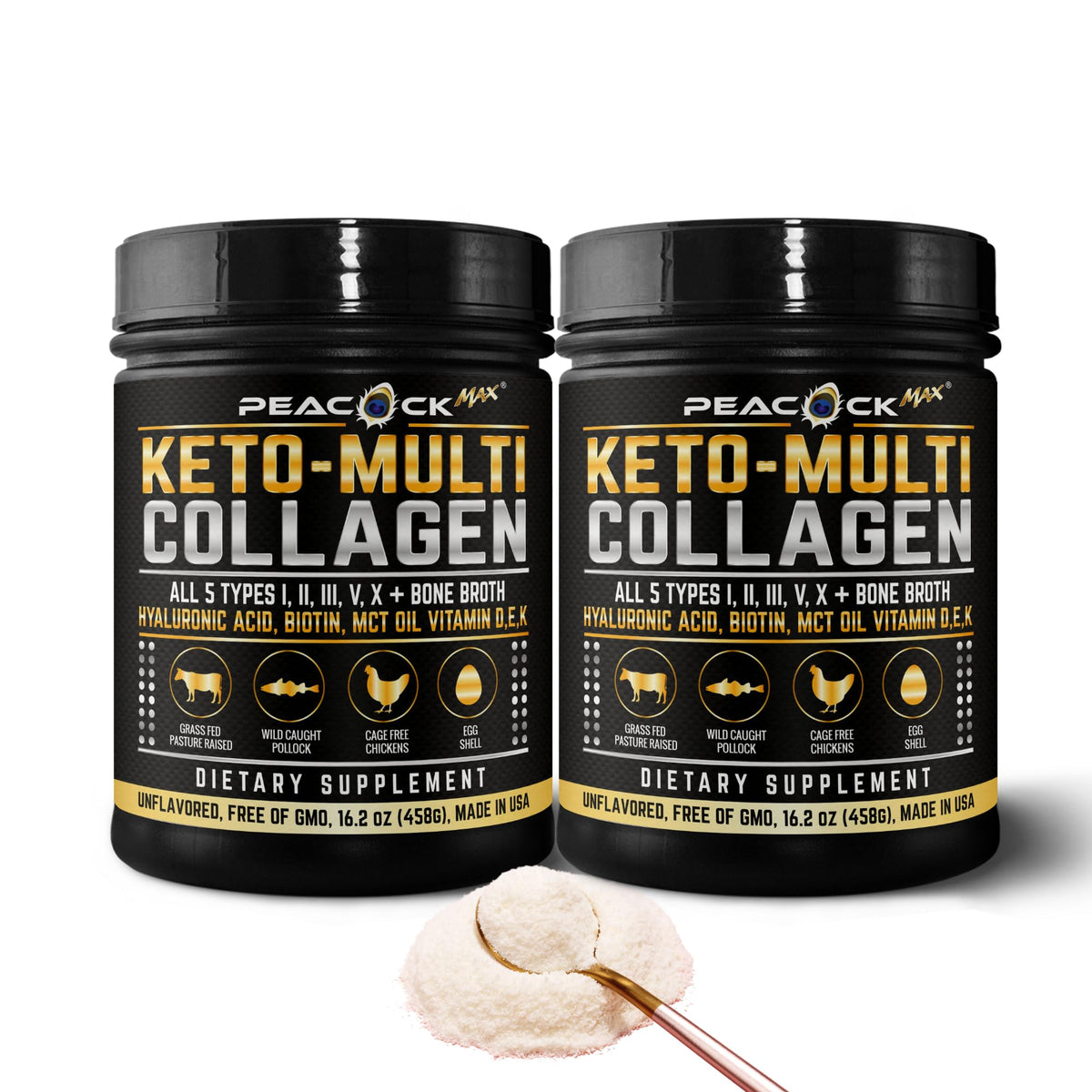 16.2 oz Pack of 2 Unflavored Hydrolyzed Collagen Protein Powder N357614