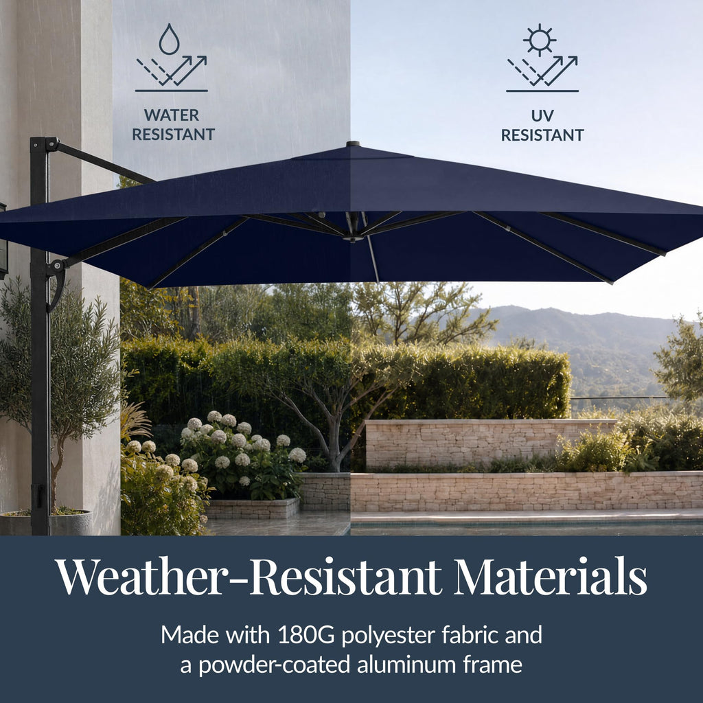 10x10ft Cantilever Patio Umbrella with 260 GSM Canopy and Aluminum Frame M434570