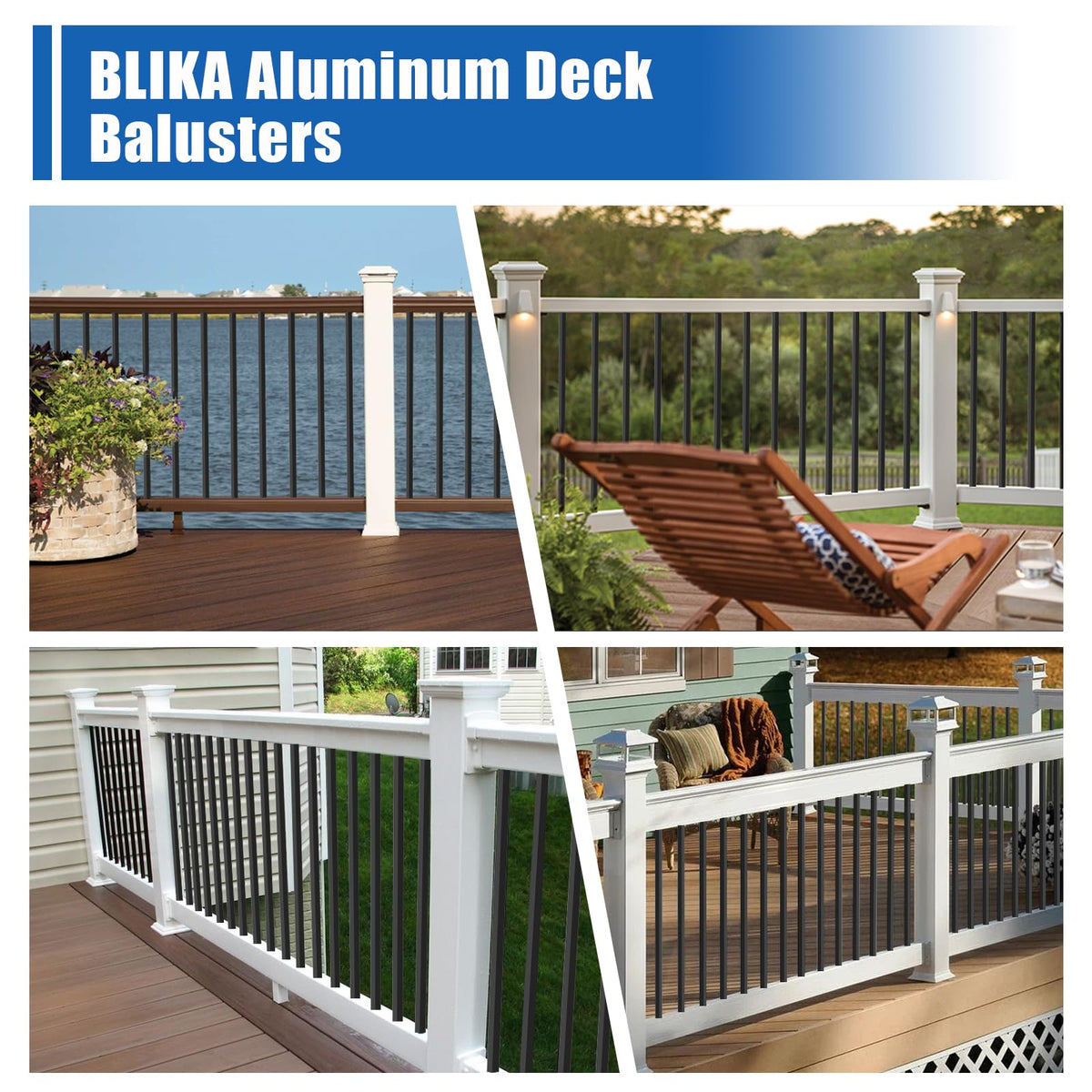 100 Pack 26" Square Black Aluminum Deck Balusters B477