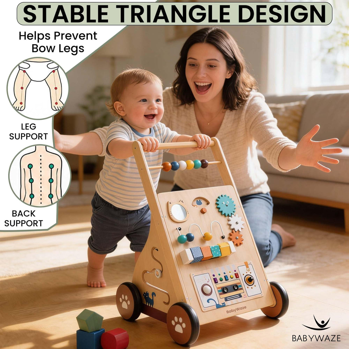 Wooden Baby Walker with Wheels U794572