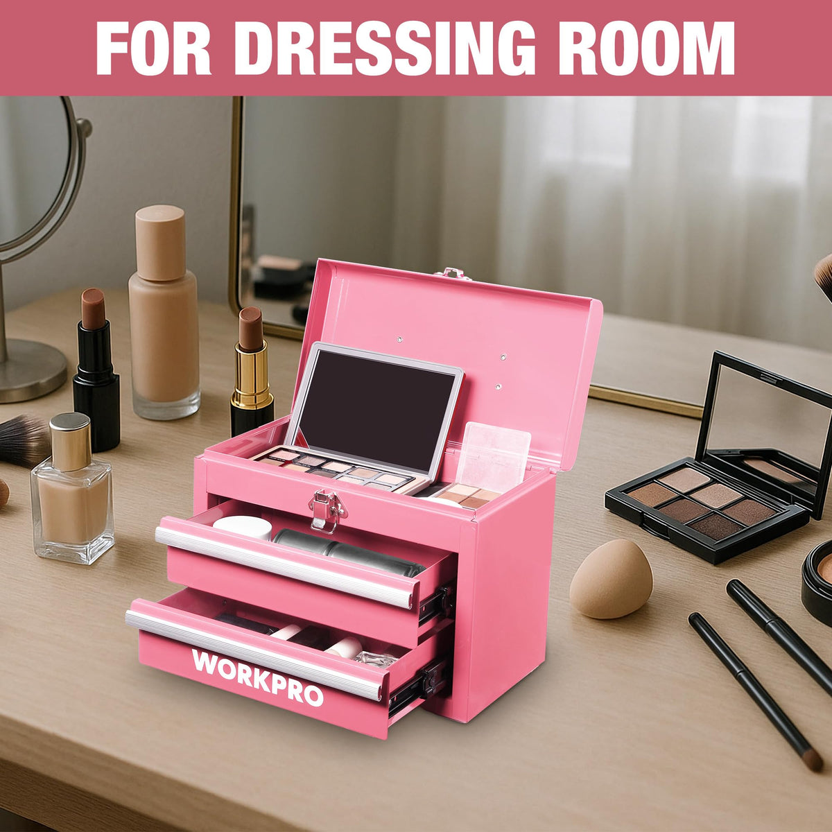 Portable Mini Metal Tool Box with 2 Drawers V796997