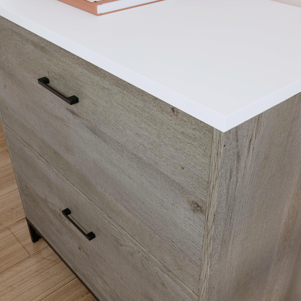 2-Drawer Wood File Cabinet with Metal Frame U3905