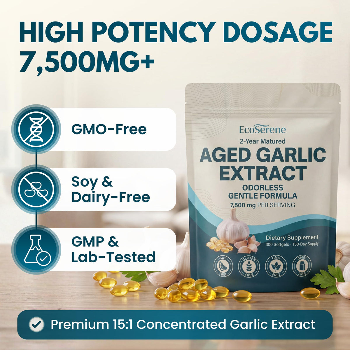 7500mg Aged Garlic Extract Softgels 300 Count R2151