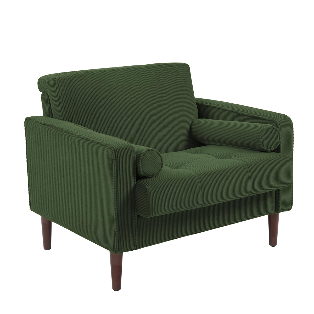 Set of 2 Green Corduroy Upholstered Accent Chairs H582