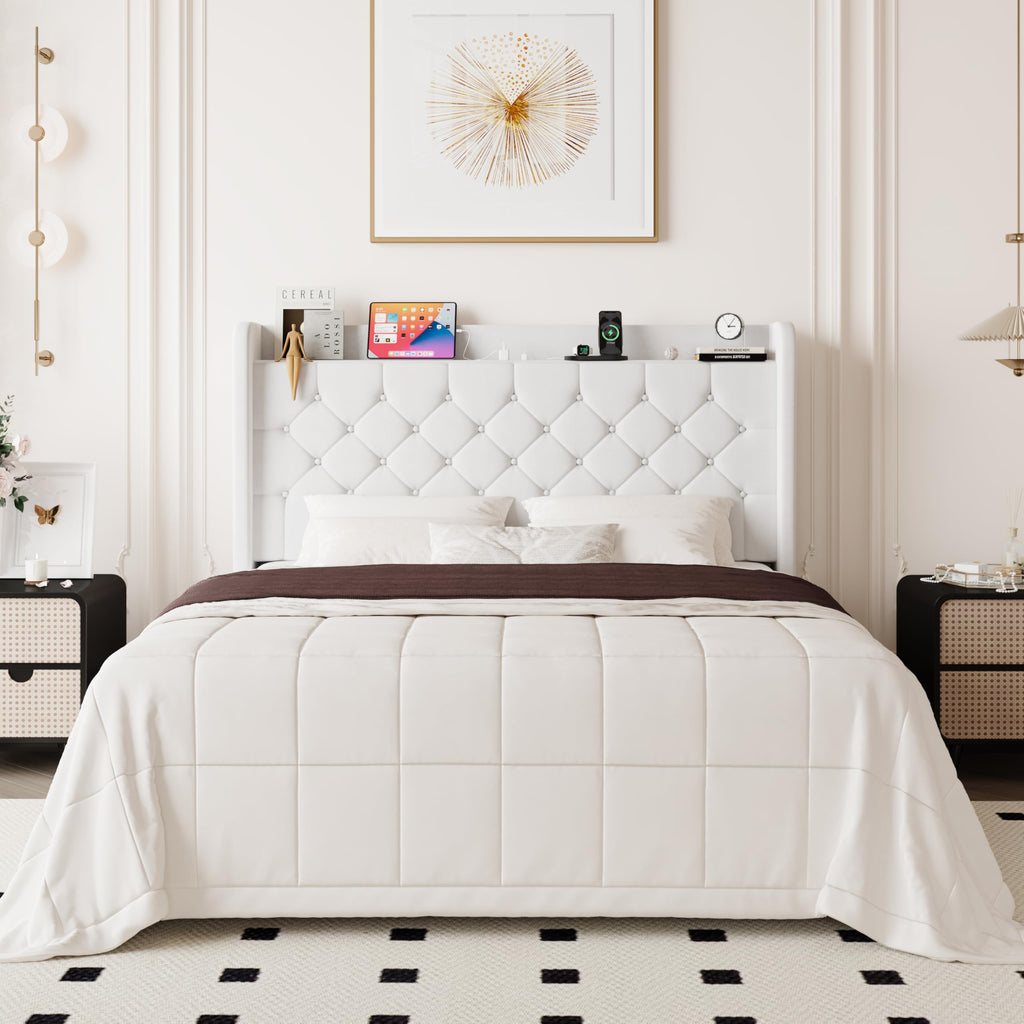 Queen Bed Frame with Storage Headboard and Charging Station P487