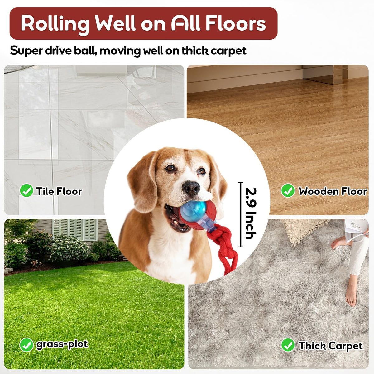 Interactive Rolling Dog Toys with Rope K138