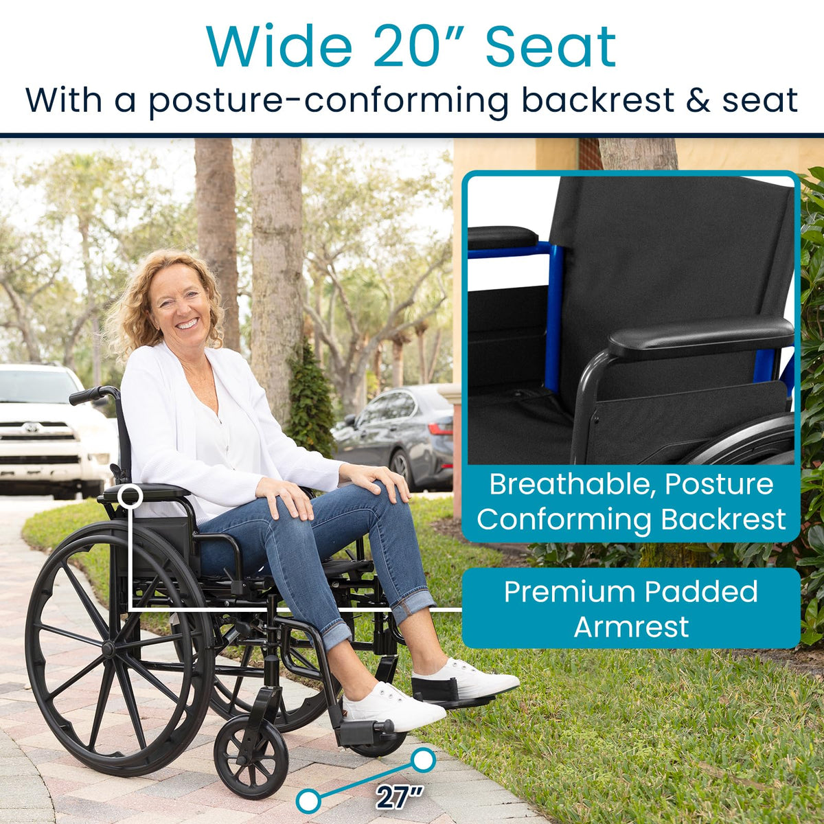 Bariatric Wheelchair 400 lb Heavy Duty 20” Seat I3802