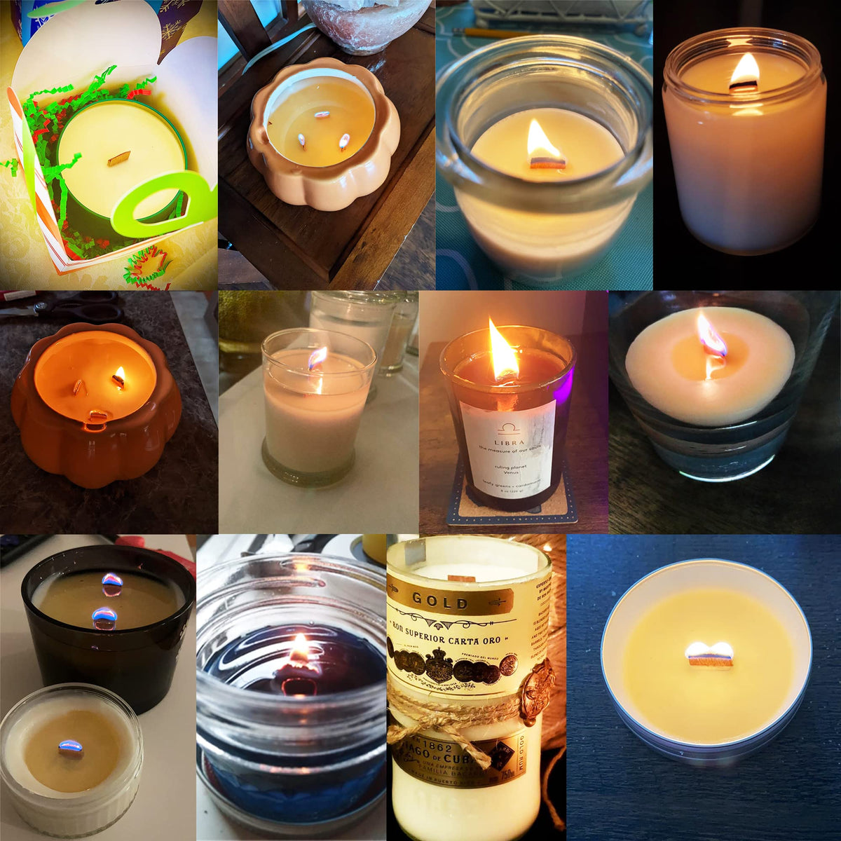 50PCS Crackling Wooden Candle Wicks with Metal Base P6203