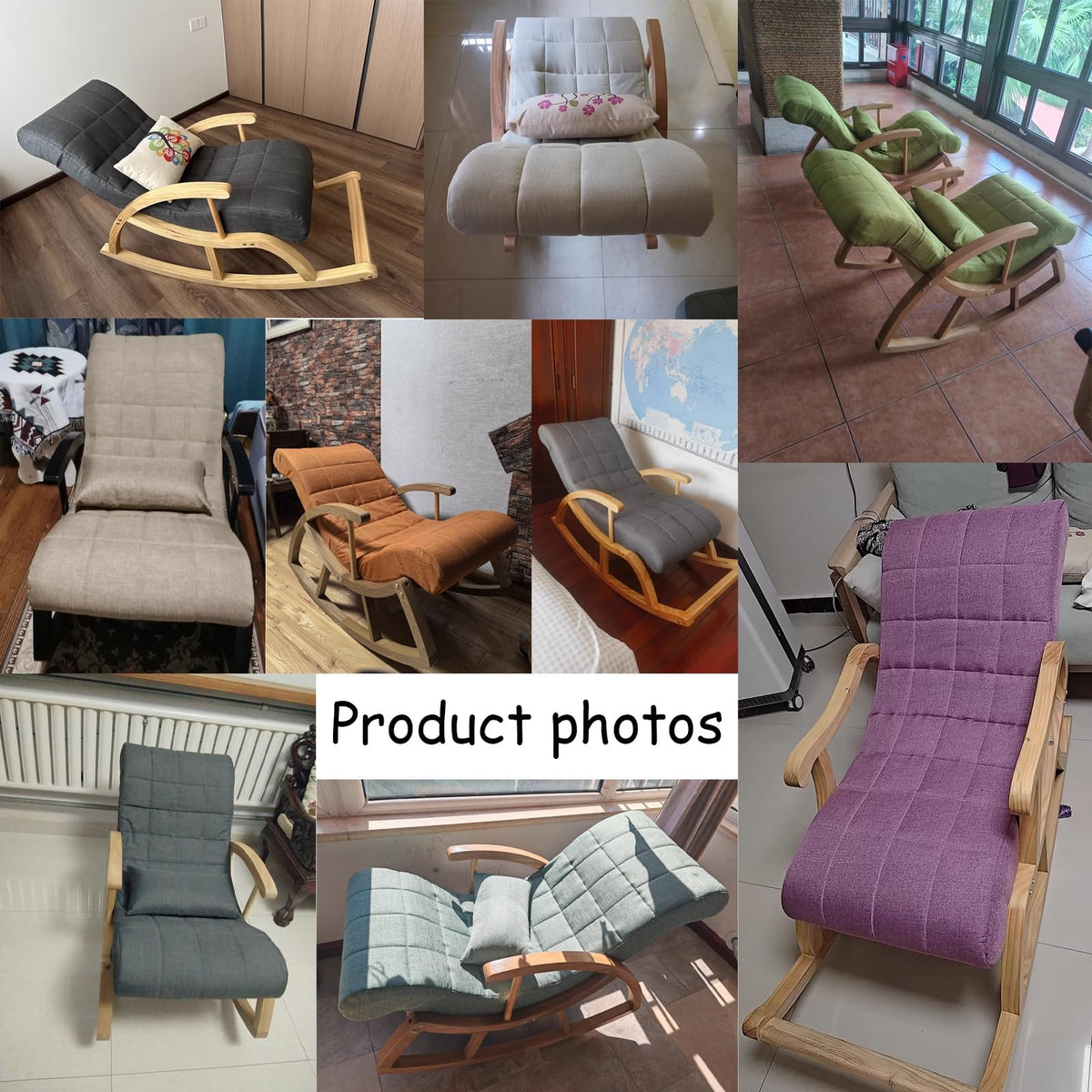 Upholstered Rocking Chair with High Backrest V596