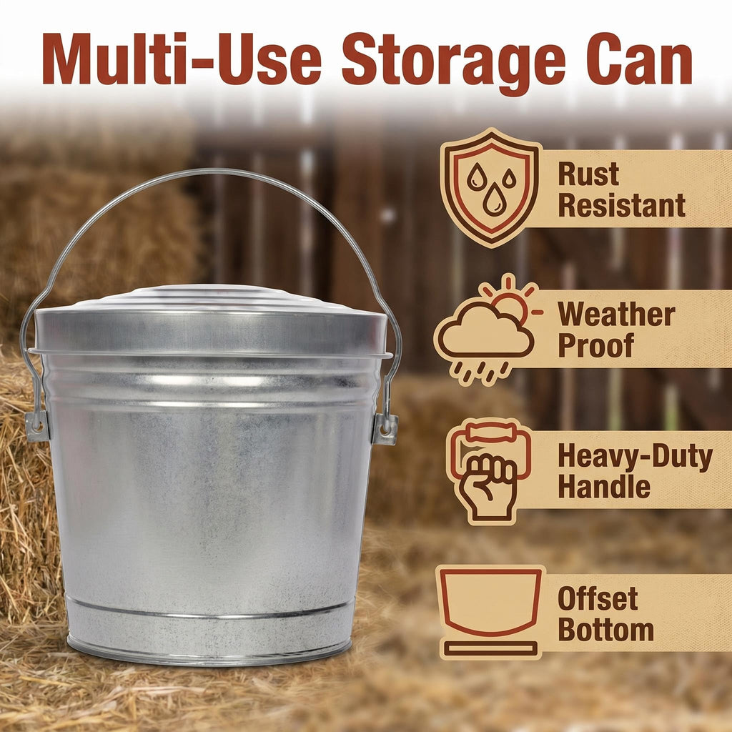 6 Gallon Galvanized Steel Locking Lid Storage Can U1400