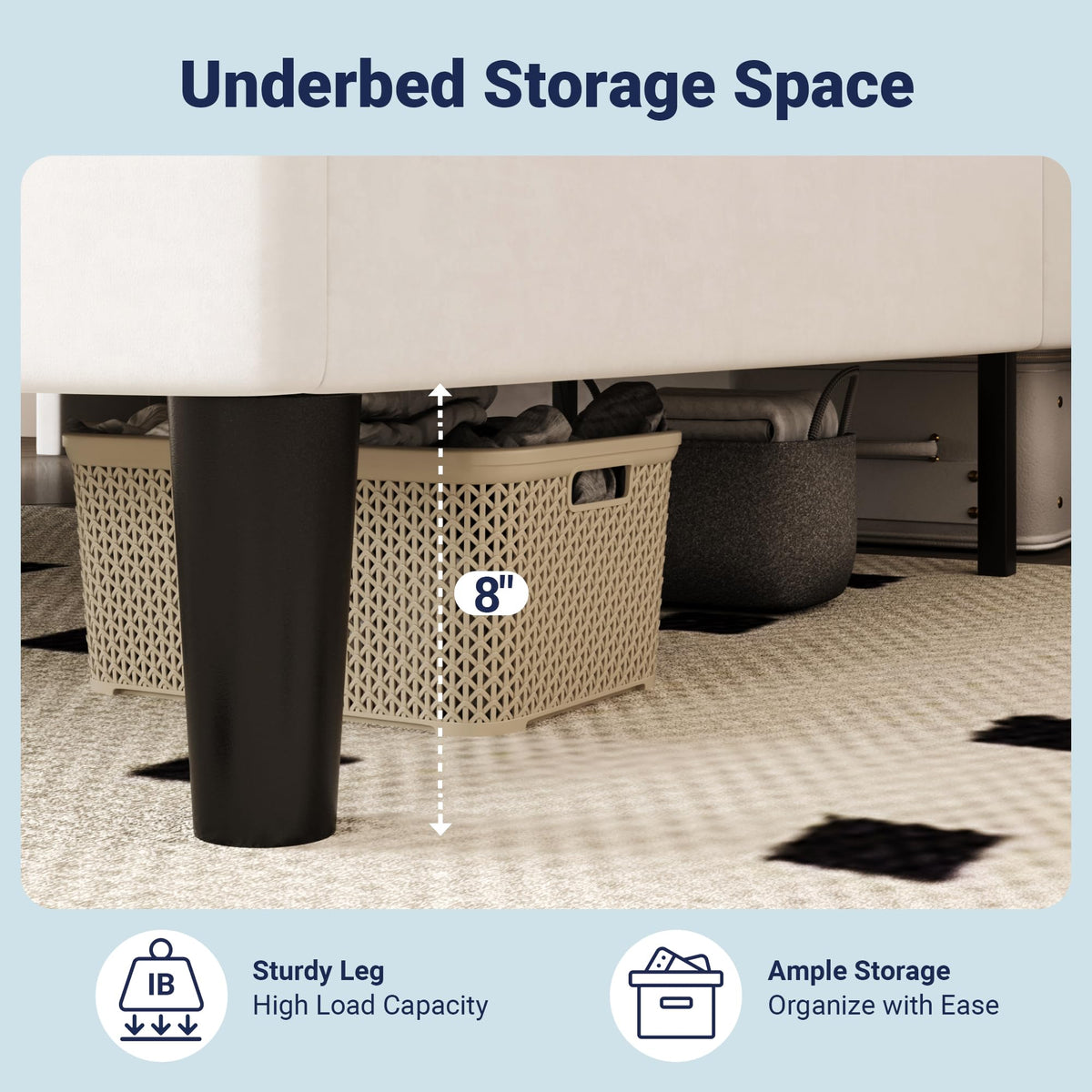 Queen Bed Frame with Storage Headboard and Charging Station P487