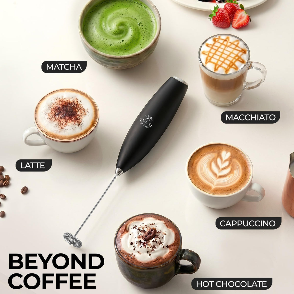 Black Handheld Electric Milk Frother F210