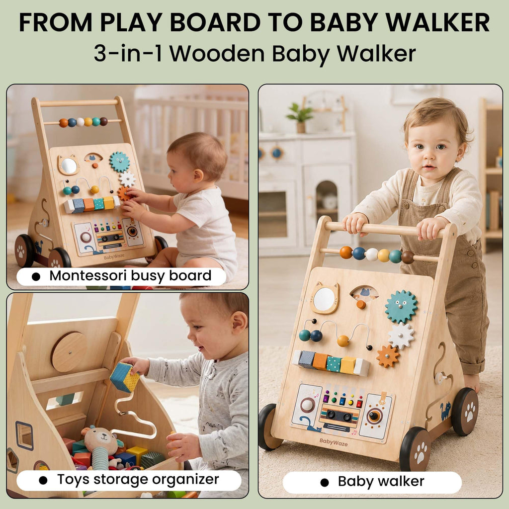 Wooden Baby Walker with Wheels U794572