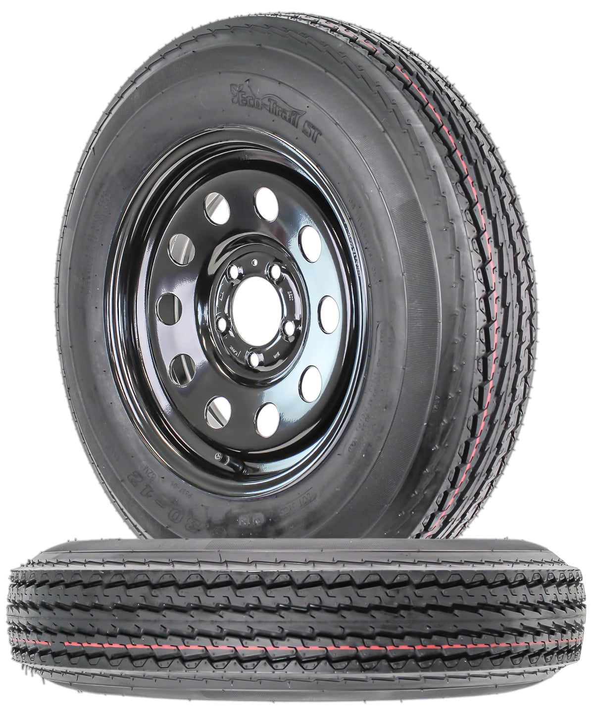 2-Pack 12 Inch Black 5 Lug Trailer Tire Rim L862