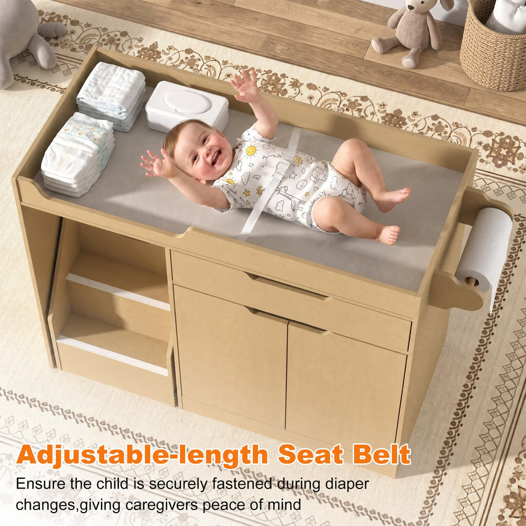 Oak Baby Changing Table with Drawers and Stairs V290144
