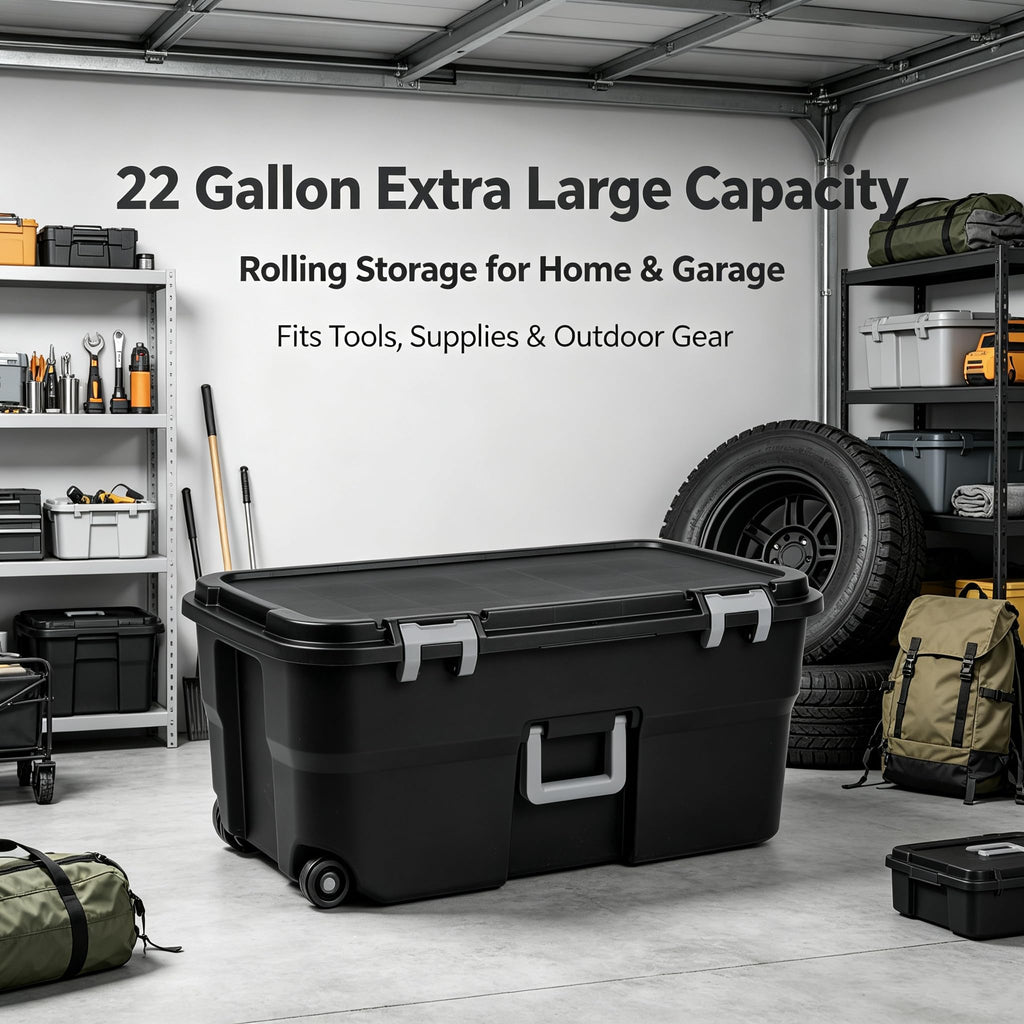 22 Gallon Wheeled Plastic Footlocker F77410