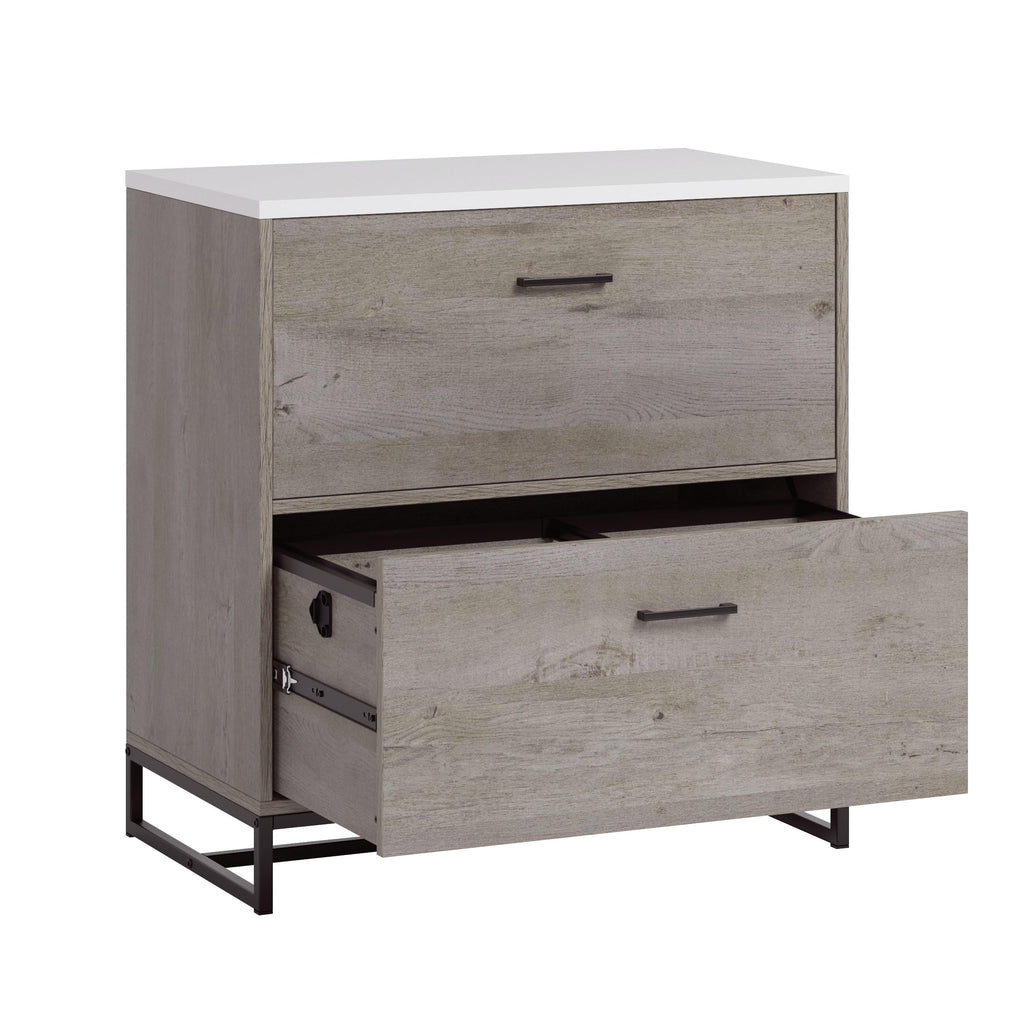2-Drawer Wood File Cabinet with Metal Frame U3905