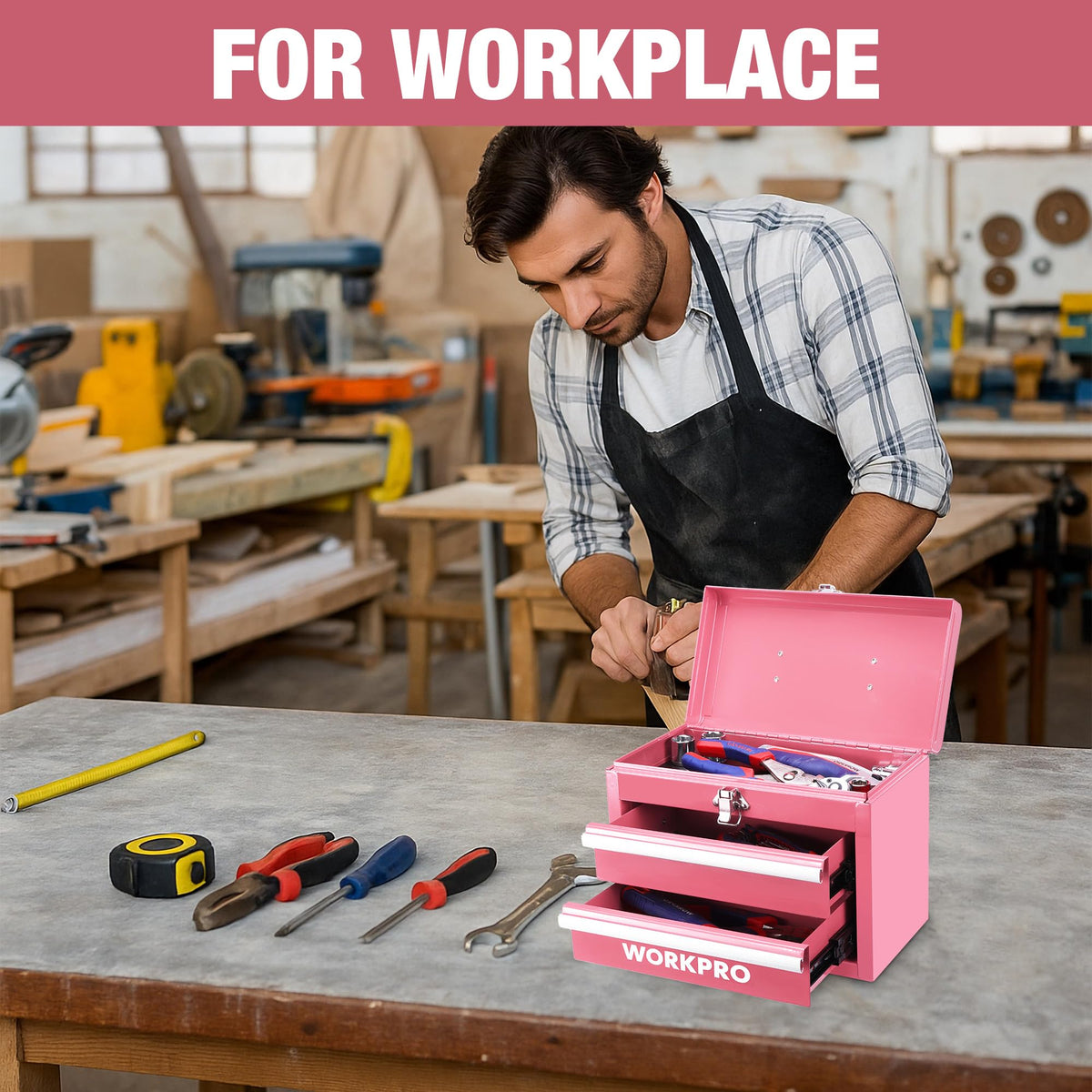 Portable Mini Metal Tool Box with 2 Drawers V796997