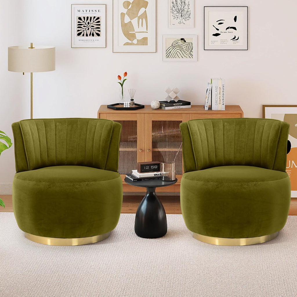 Velvet Swivel Barrel Chairs Set of 2 X91166