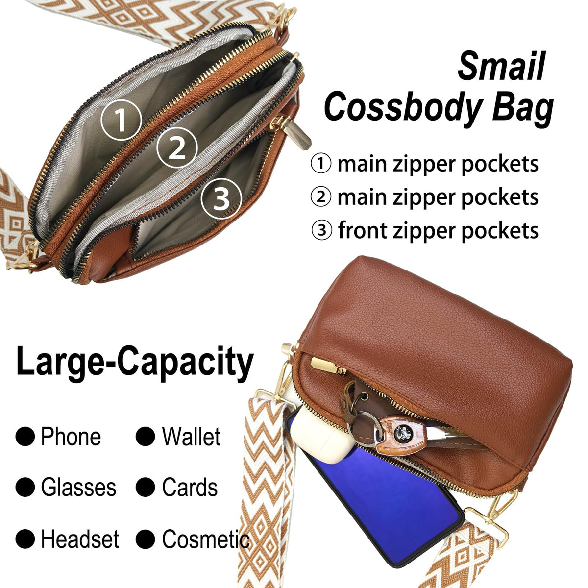 Mini Crossbody Bag Vegan Leather Sling Purse B53902
