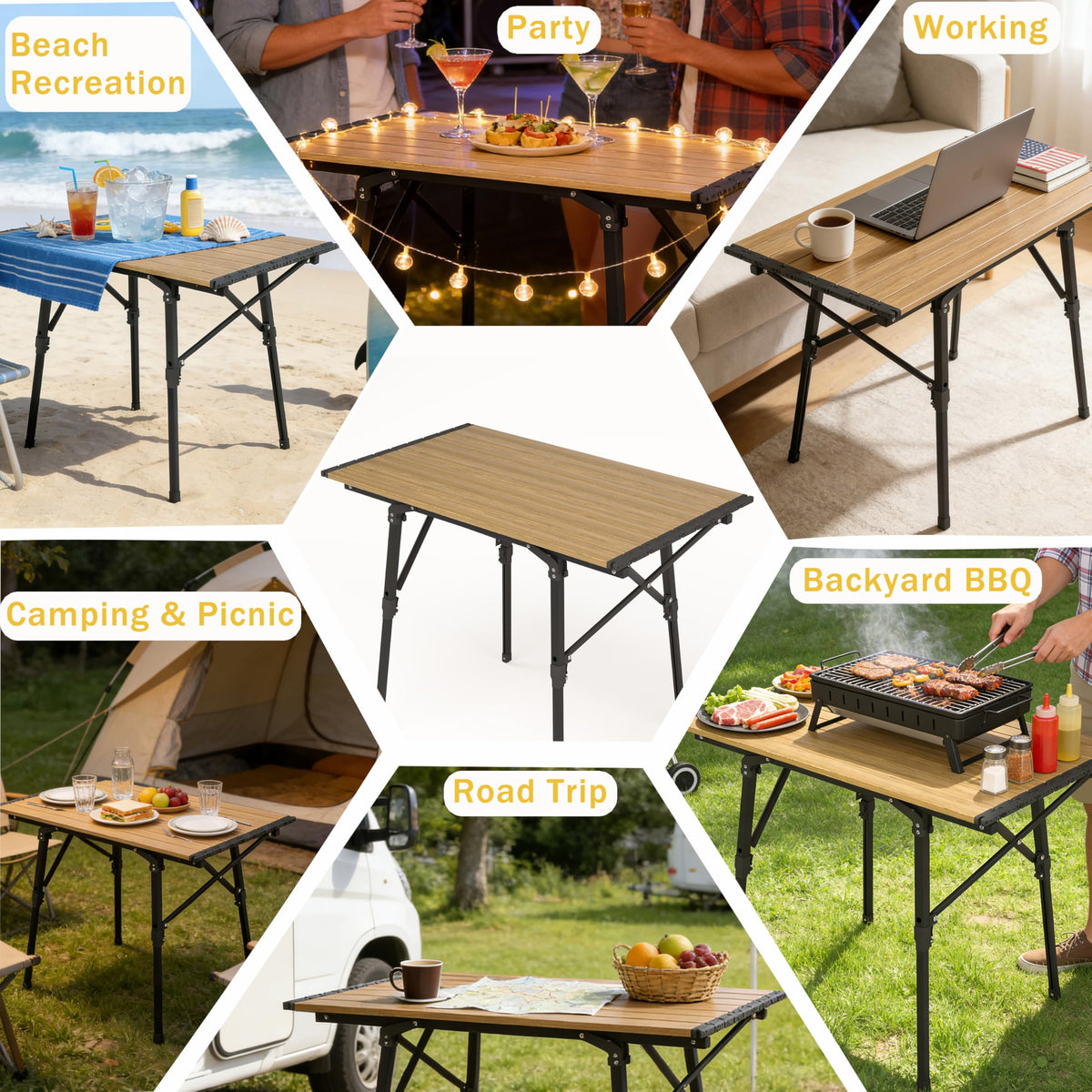 Lightweight Aluminum Alloy Folding Camping Table with Carry Bag I701