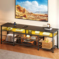 63 Inch TV Stand with Power Outlets & LED Lights, Black V153