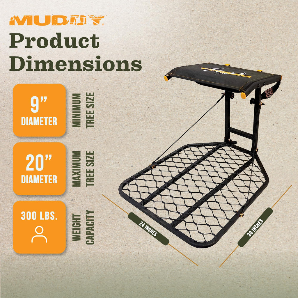 1-Person Tree Stand Platform & Set of 3 Climbing Sticks with Fold-Up Steps T751