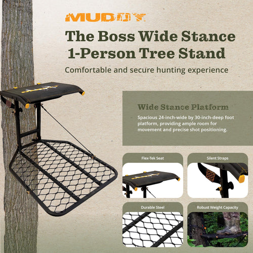 1-Person Tree Stand Platform & Set of 3 Climbing Sticks with Fold-Up Steps T751