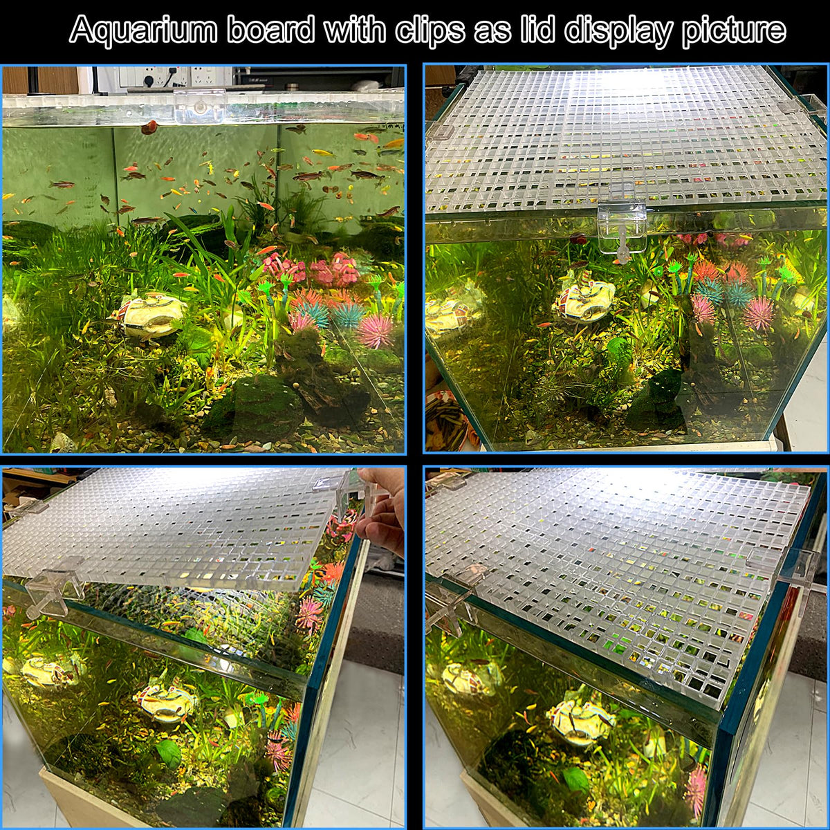 Aquarium Lid Fish Tank Top Cover Plastic Grid Panel L318