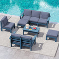 9 Pieces Blue Outdoor Sectional Sofa Set V27039